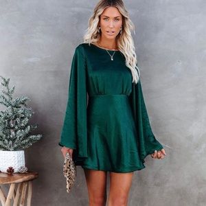 Vici Satin Dress Bell Sleeves